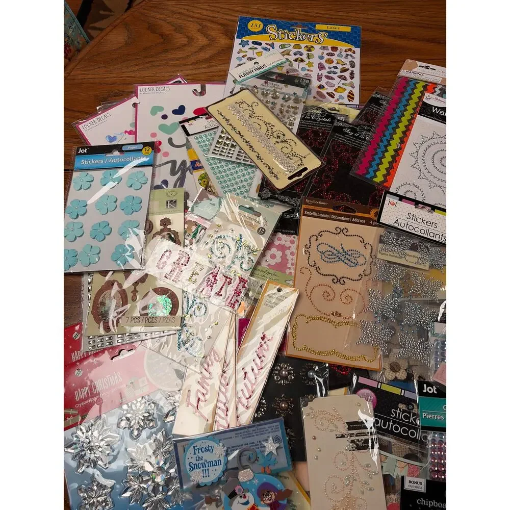 Scrapbooking Stickers Huge Lot Rhinestones Puffy Dimensional 100 Packs